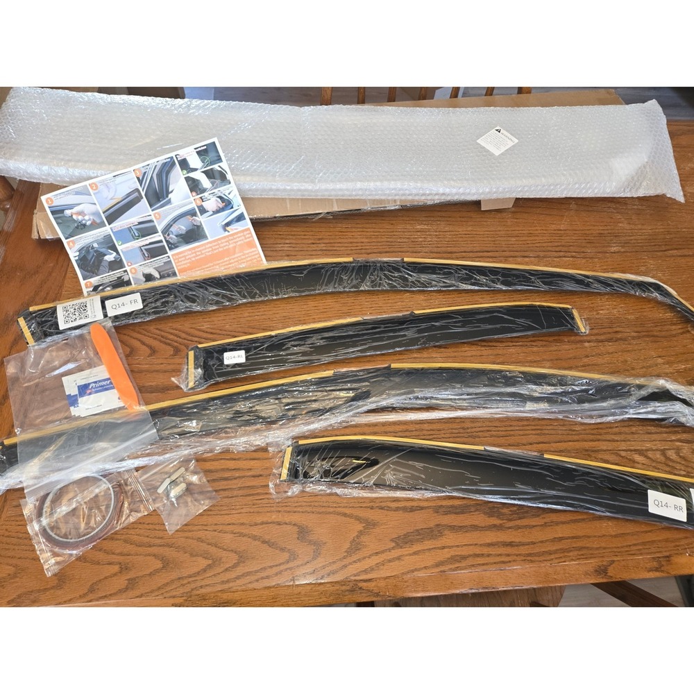 4pc Smoke Window Rain Guards Side Vent Deflectors Set for Car SUV Q14-FR Q14-RR
